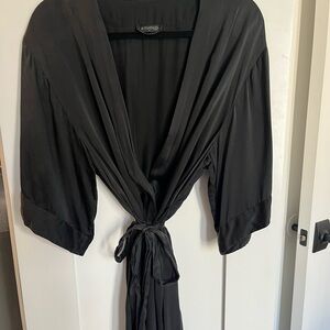 La Perla 100% Silk Short Wrap Robe black Size 3 (large)